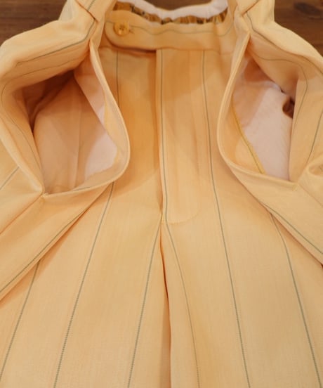 Yellow × Light blue Striped Two-pleat Wide slacks