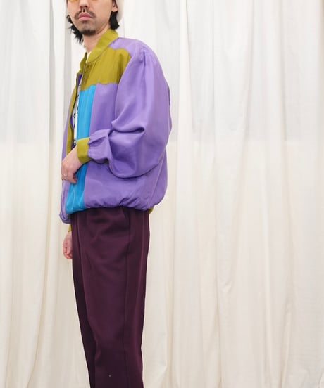 90s multi-pattern silk Blouson