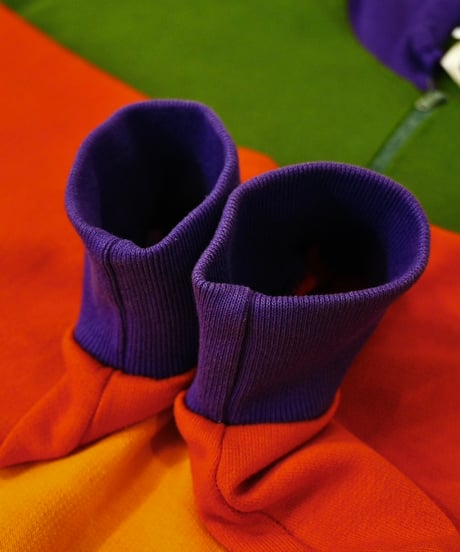 90s Multicolor Half zip Sweatshirt hoodie / size L