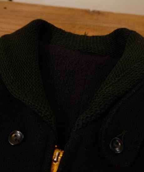 50-60s Black Wool Double zip Pharaoh Jacket