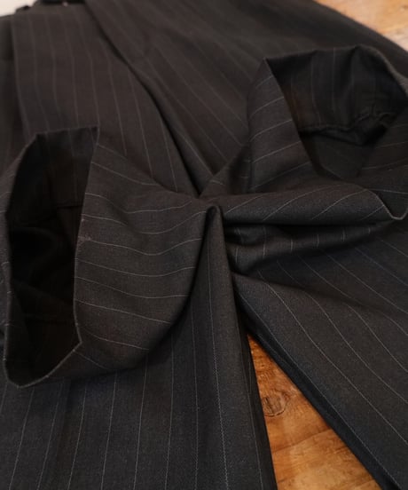 Black Striped Two-Pleated Slacks
