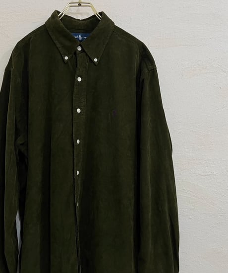『Ralph Lauren』 Dark green corduroy shirt / size XL