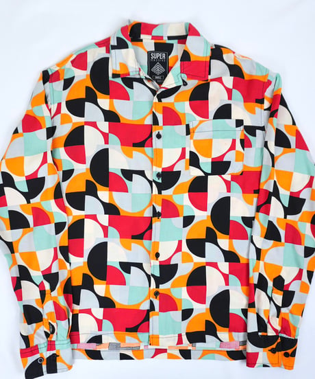 "Super Massive" Geometric pattern Open-collar shirt