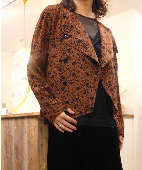 Retro Dot Double Button Blouse