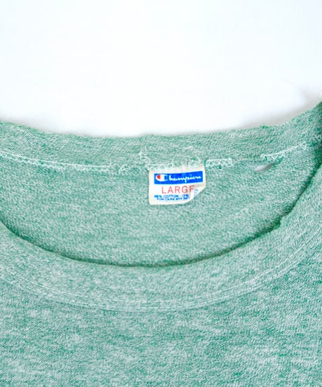 70s "Champion" Heather Green College print T-shirt / size L