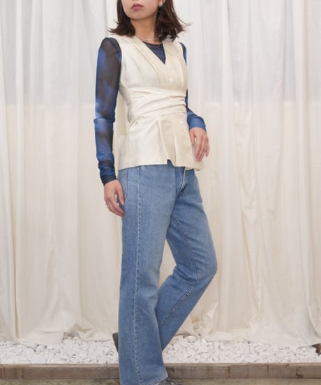 Cross-Wrap Silk Peplum Vest
