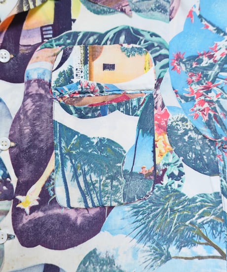 40's "MAIDEN" Picture Print Aloha Shirt