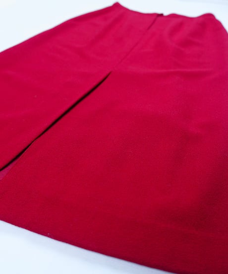 90s Red Wool Straight Skirt
