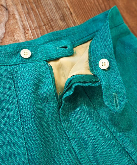 80s Turquoise Pleated Long Skirt