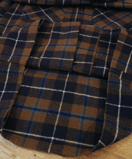 70’s 『Pendleton』 茶色チェック 開襟 ウールシャツ / size S