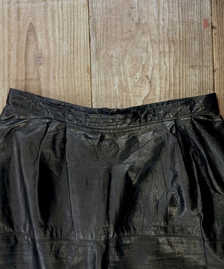 80s Leather Long Straight Skirt