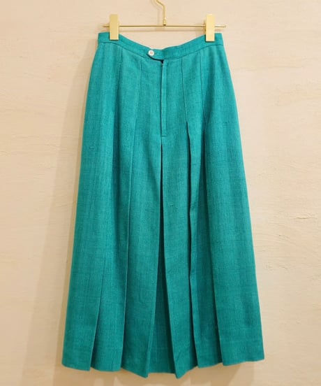 80s Turquoise Pleated Long Skirt