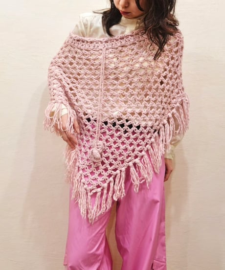 Cotton Candy Pink Yarn Poncho