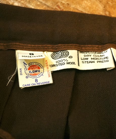70s-80s Brown Wool Pleated Skirt