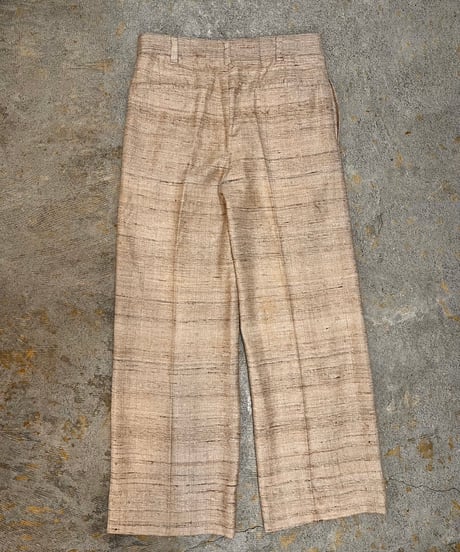 Thick linen wide silhouette slacks