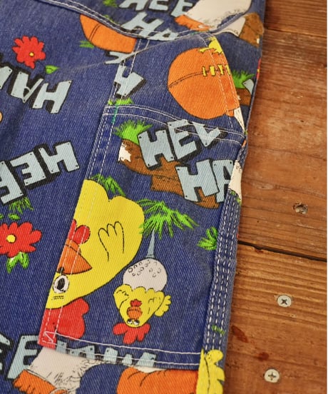 70s 『LIBERTY』 “HEE HAW” 総柄 オーバーオール / size W48 L36