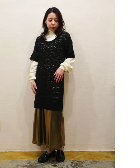 90s Openwork Short-sleeved Knit Dress