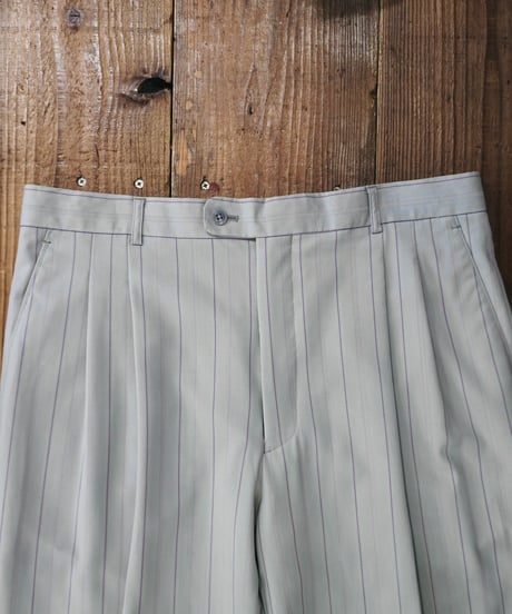 Light blue × Purple Striped Two-pleat Wide slacks