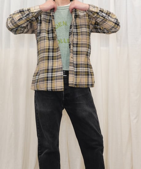 60s "ARROW" Open-collar cotton check shirt / size M