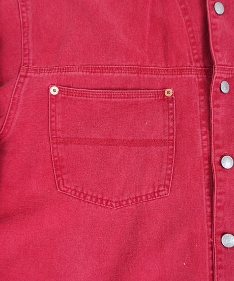 90-00s "NAK JEANSWEAR" Red denim design shirt