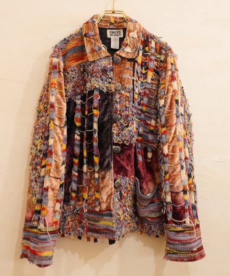 90s 『CHICO'S DESIGN』 Velvet & Knit Mixed Jacket