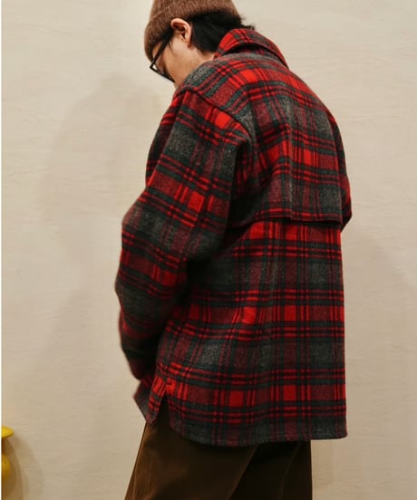 90s 『johnson woolen mills』 Red checked Wool jacket “Made in USA”