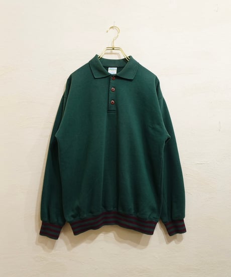 90s 『CHEETAH』 Half-button sweatshirt polo shirt "Made in USA"/ size S