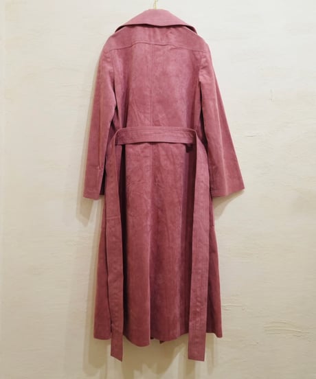 Fake Suede Leather Long Coat