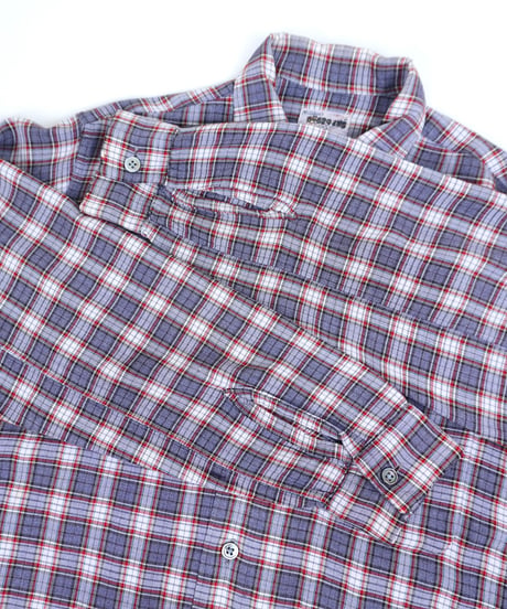 60s 『Milliken's』 Open-collar rayon check shirt / size M