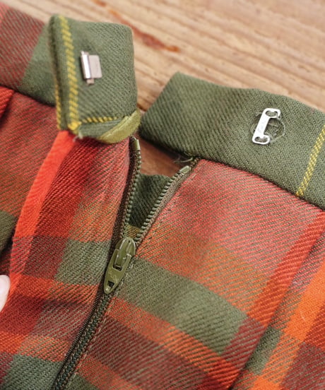 70s-80s Checked Wool Pleated Skirt