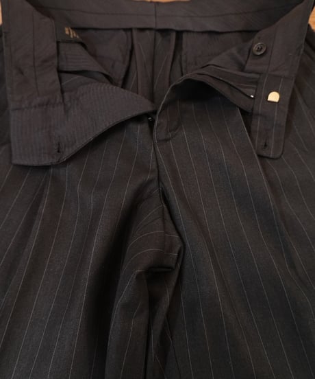 Black Striped Two-Pleated Slacks