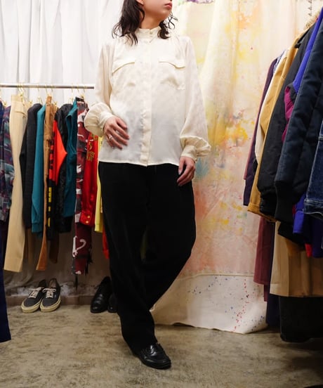 Checkered Stand-collar Blouse