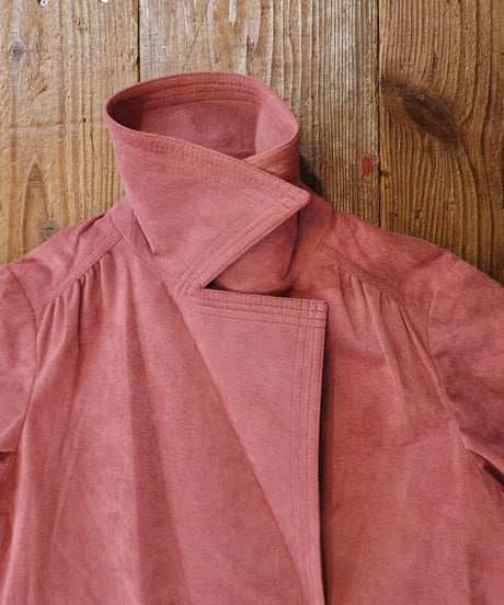 Fake Suede Leather Long Coat