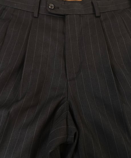 Black Striped Two-Pleated Slacks