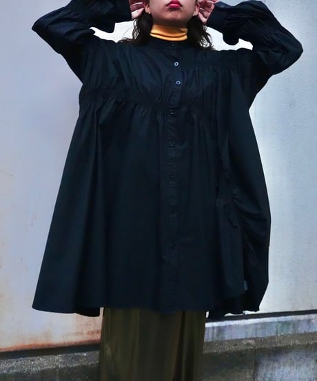 Shirred Asymmetrical Shirt Dress