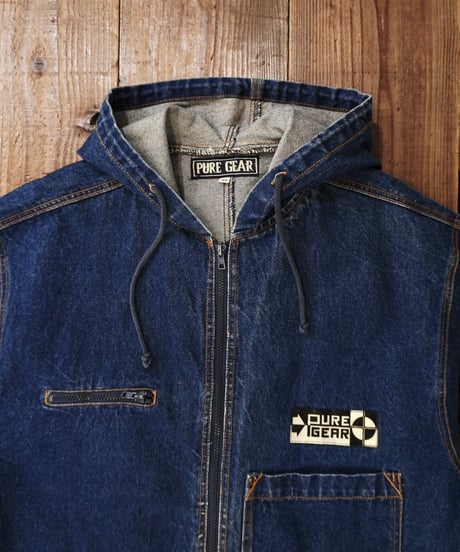 90s Big silhouette Denim Zip-up Hoodie