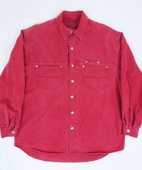 90-00s "NAK JEANSWEAR" Red denim design shirt