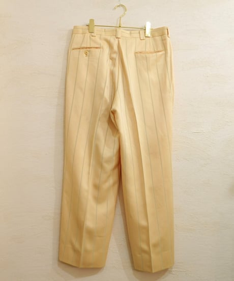 Yellow × Light blue Striped Two-pleat Wide slacks