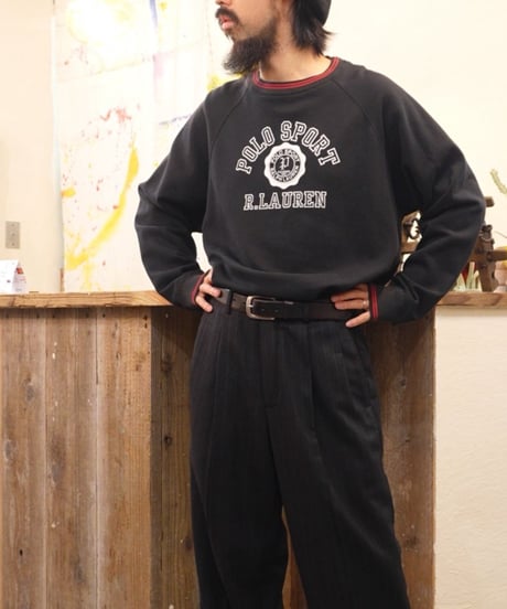 90s 『POLO SPORT』 カレッジ風プリント スエット / size L