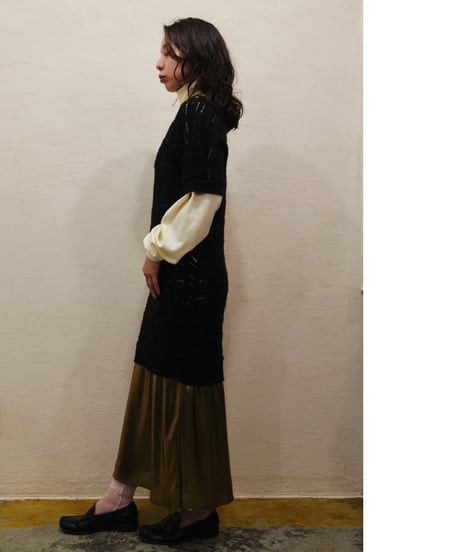 90s Openwork Short-sleeved Knit Dress
