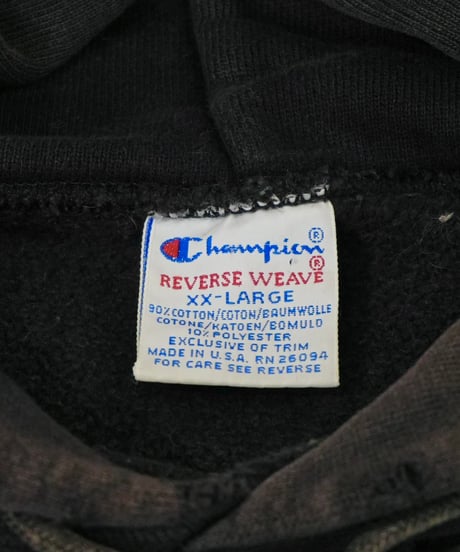 90s 『Champion』 "REVERSE WEAVE" スウェットパーカー 黒 無地 目付き / size XXL