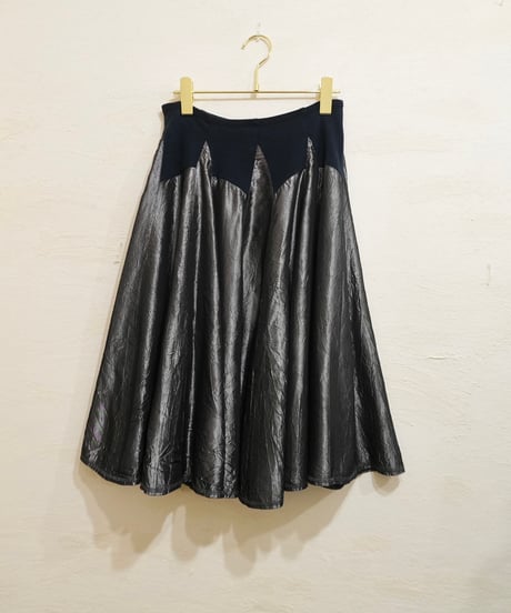 80s-90s Smoky Silver Wrinkle processing Skirt