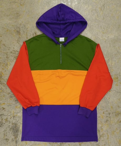 90s Multicolor Half zip Sweatshirt hoodie / size L