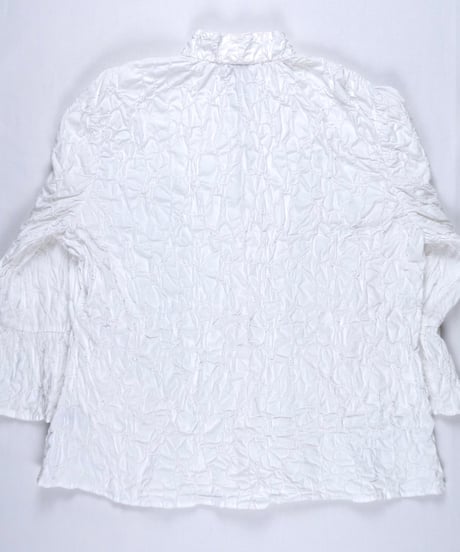 Shirred lawn voluminous sleeve Blouse