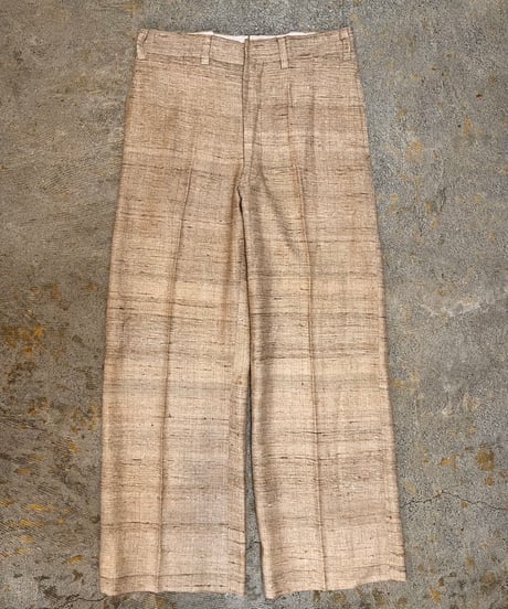 Thick linen wide silhouette slacks