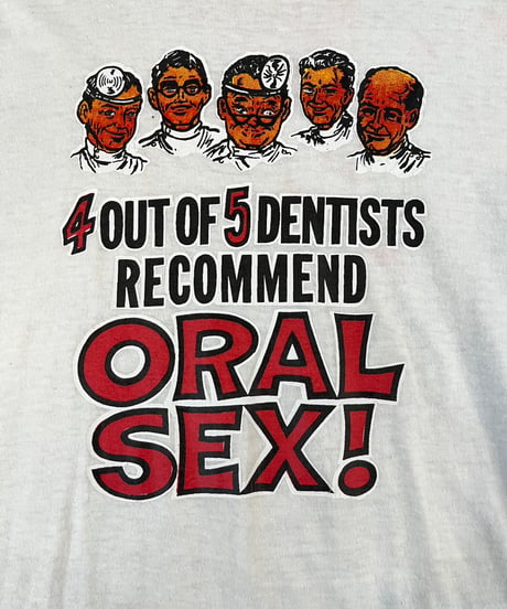 80s “4 OUT OF 5 DENTISTS” プリント リンガーTシャツ / size L