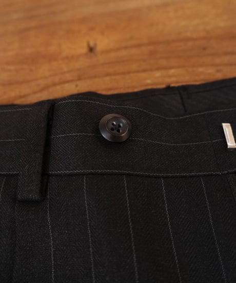 Black Striped Two-Pleated Slacks