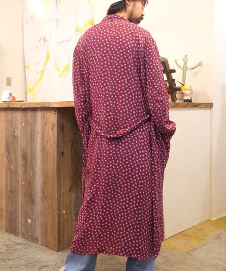 50-60s Small geometric pattern rayon gown