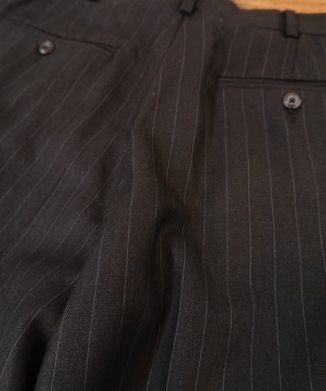 Black Striped Two-Pleated Slacks