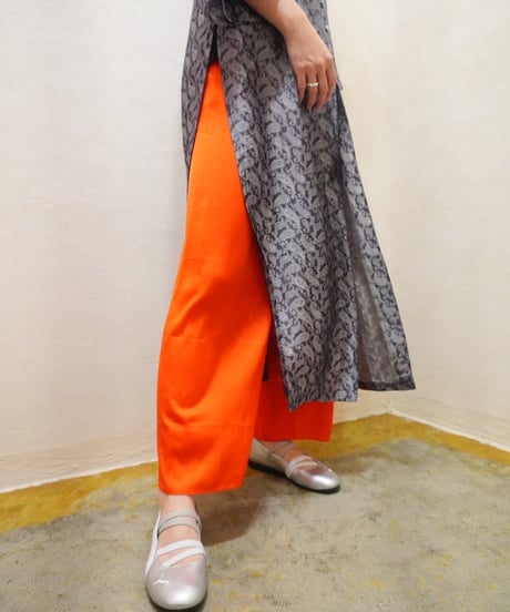 Vivid Orange Satin Wide Pants